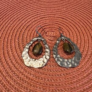 Silver and Brown Dangle Earrings